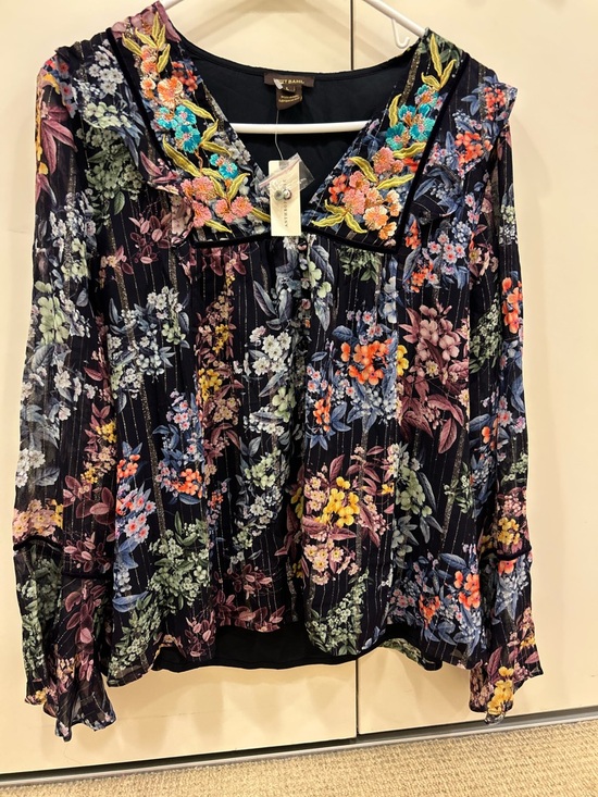 Anthropologie Tops - Anthropologie Vineet Bahl Vivienne embroidered navy blue blouses top nwt